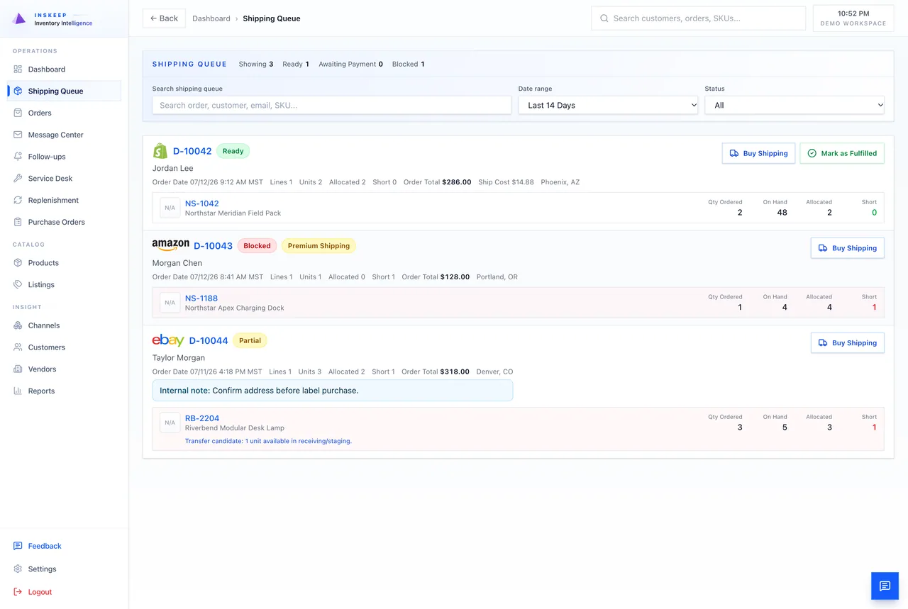 See which orders are ready and what is blocking the rest. in Inskeep